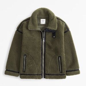 Abercrombie & Fitch Contrast Trim Sherpa Aviator Jacket